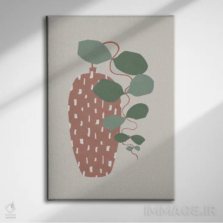 تابلو مینیمال تراتزو و برگ ها اثر اورارا استودیو - نمای روبهرو روی دیوار