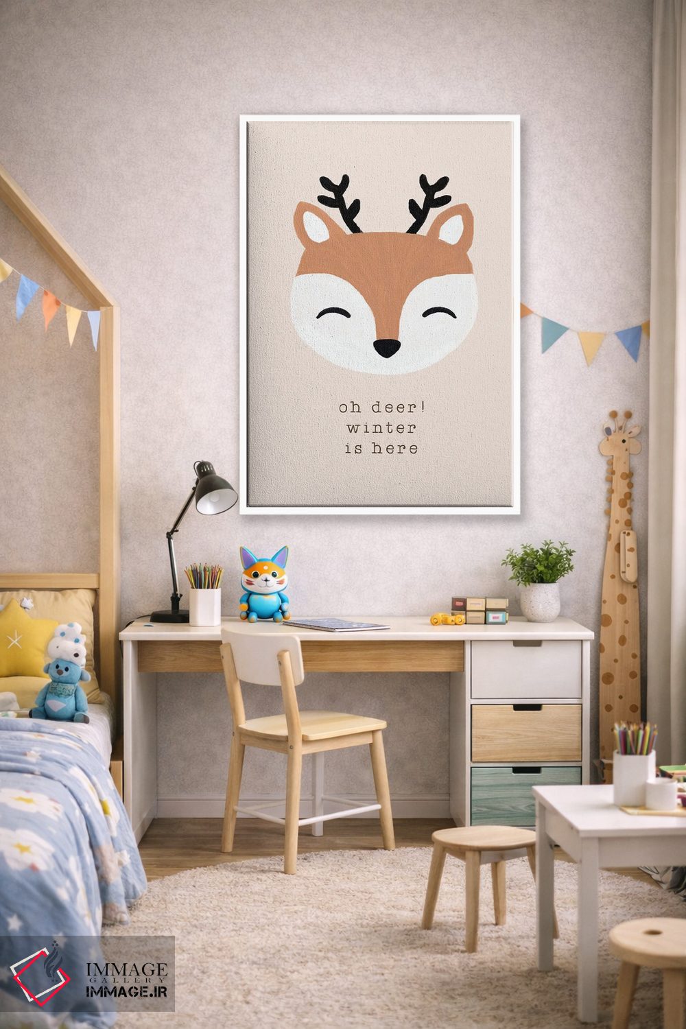 تابلو مینیمال ای آهو، زمستان آمده است اثر اورارا استودیو - D1W