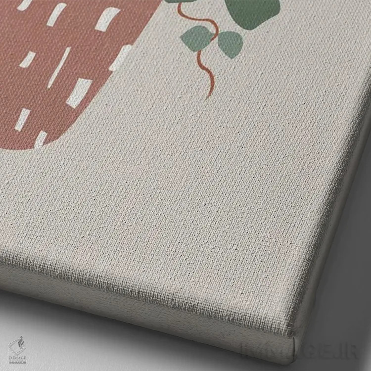 تابلو مینیمال تراتزو و برگ ها اثر اورارا استودیو - نمای نزدیک بافت بوم