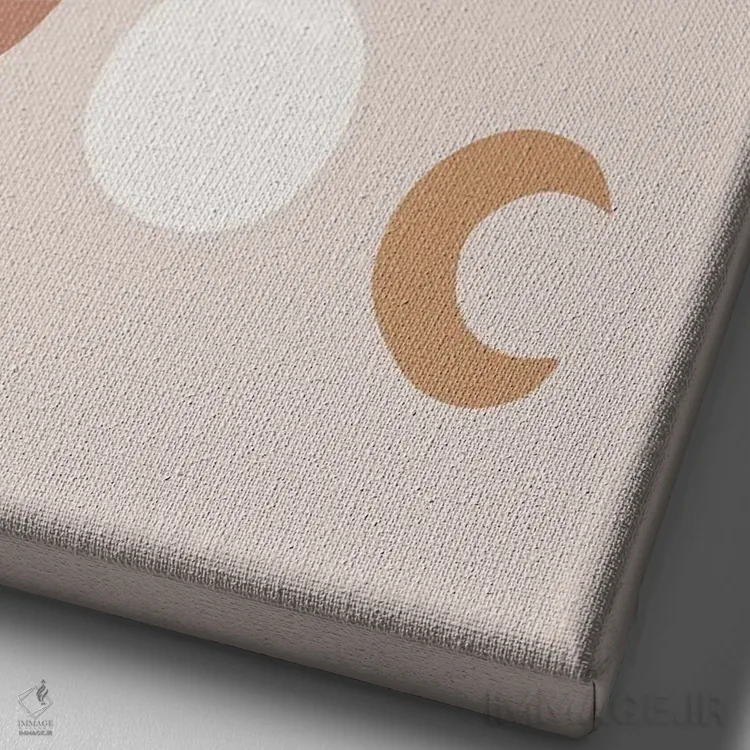 تابلو مینیمال فازهای ماه با رنگ قرمز ملایم اثر اورارا استودیو - نمای نزدیک بافت بوم