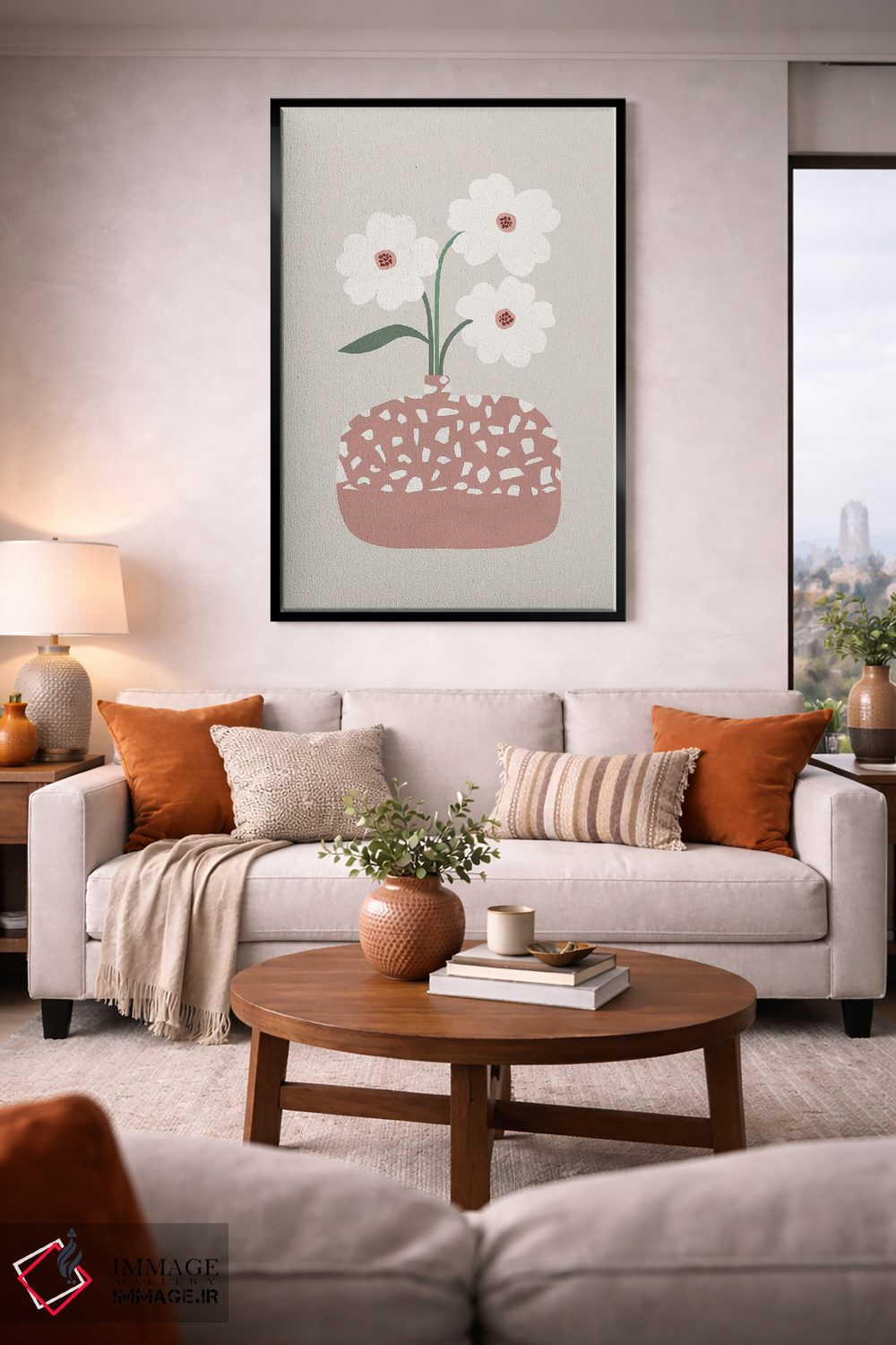 تابلو مینیمال تراتزو و گل ها اثر اورارا استودیو - D3B