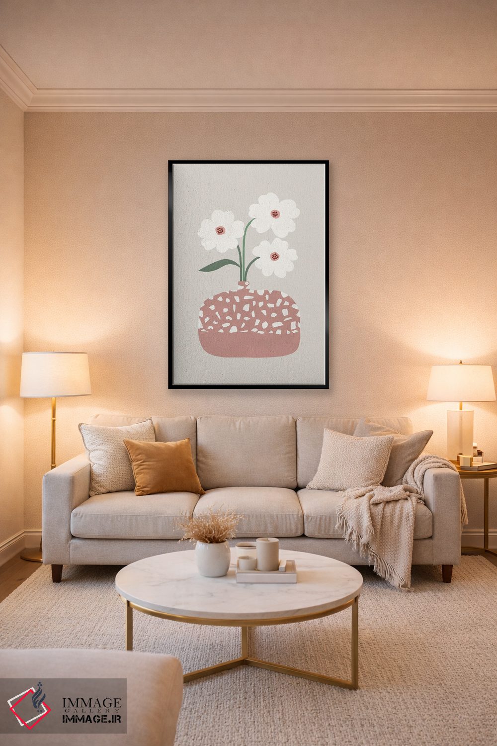 تابلو مینیمال تراتزو و گل ها اثر اورارا استودیو - D5B