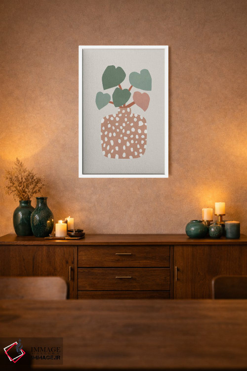 تابلو مینیمال تراتزو و گیاه قلبی اثر اورارا استودیو - D1W