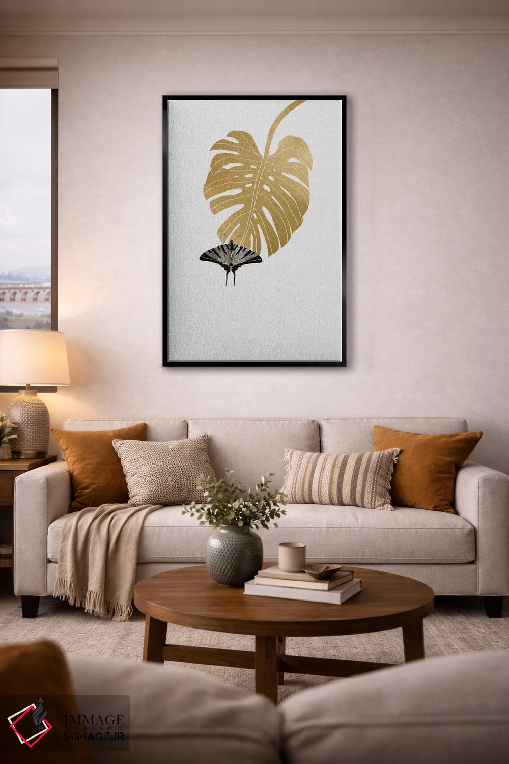 تابلو مدرن پروانه و برگ مونسترا اثر اورارا استودیو - D4B