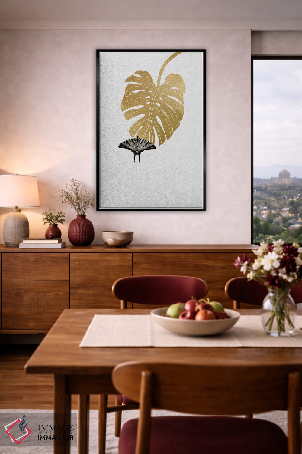 تابلو مدرن پروانه و برگ مونسترا اثر اورارا استودیو - D5B