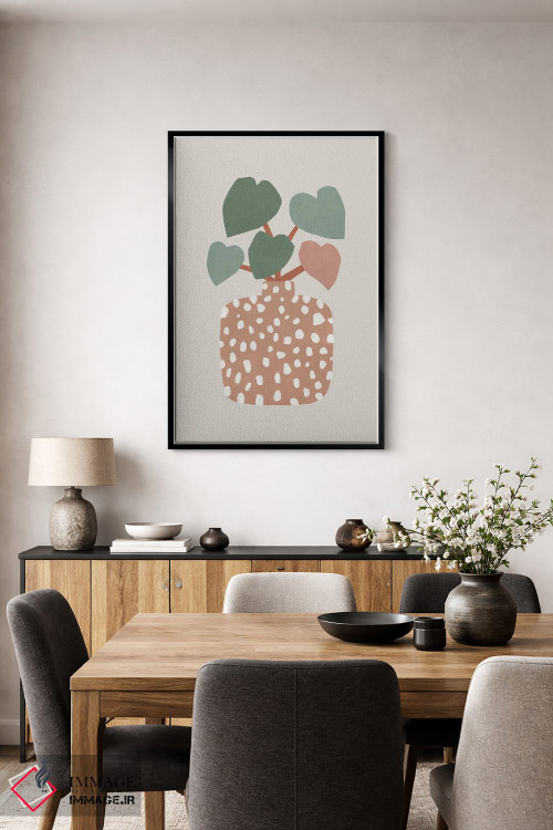 تابلو مینیمال تراتزو و گیاه قلبی اثر اورارا استودیو - D5B