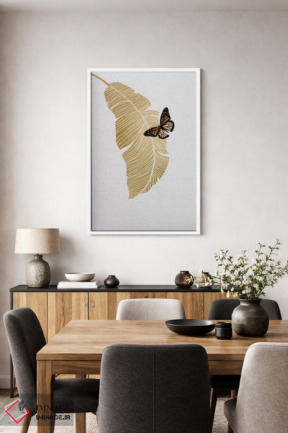 تابلو مدرن پروانه و نخل اثر اورارا استودیو - D4W