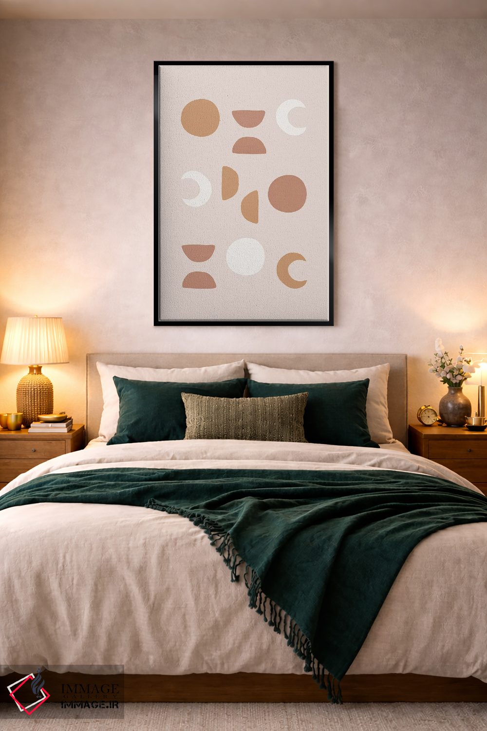 تابلو مینیمال فازهای ماه با رنگ قرمز ملایم اثر اورارا استودیو - D4B