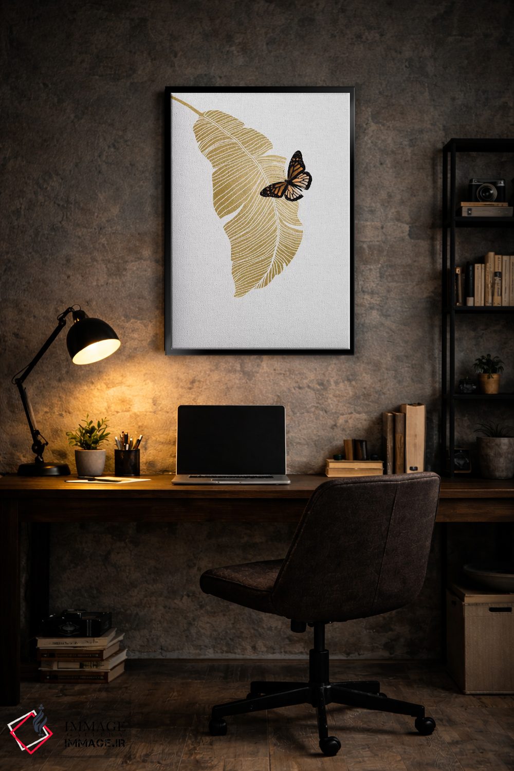 تابلو مدرن پروانه و نخل اثر اورارا استودیو - D6B