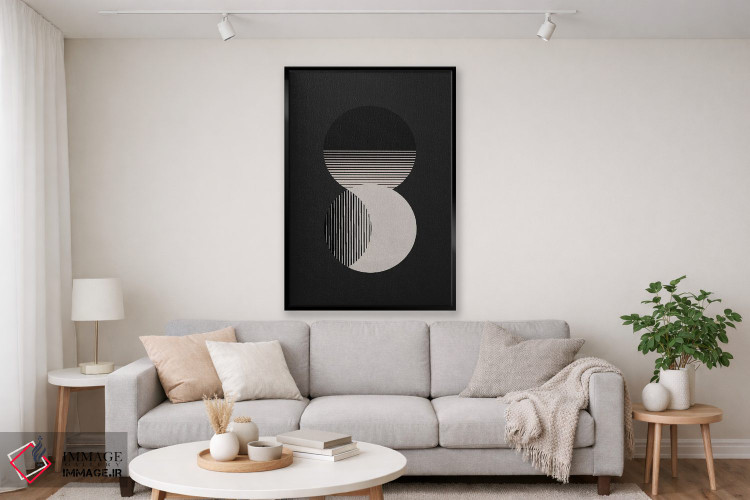 تابلو مینیمال دایره خورشید و ماه سیاه و سفید اثر اورارا استودیو - D1B