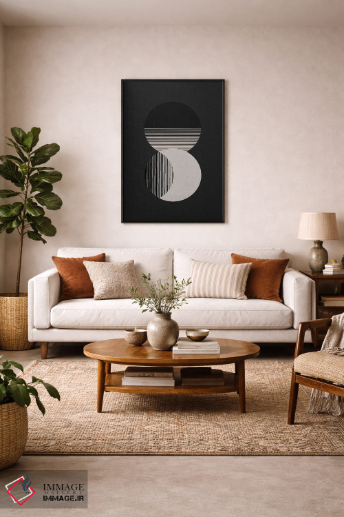 تابلو مینیمال دایره خورشید و ماه سیاه و سفید اثر اورارا استودیو - D4B