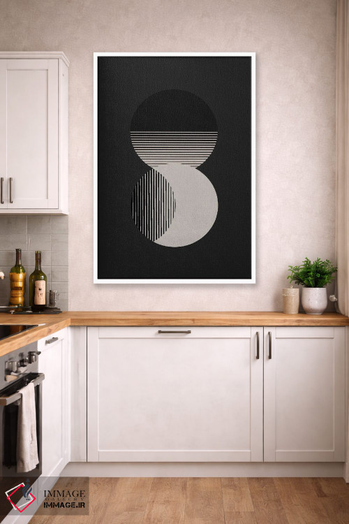 تابلو مینیمال دایره خورشید و ماه سیاه و سفید اثر اورارا استودیو - D2W