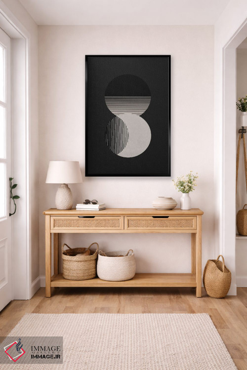 تابلو مینیمال دایره خورشید و ماه سیاه و سفید اثر اورارا استودیو - D5B