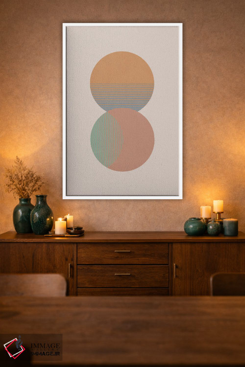 تابلو مینیمال دایره خورشید و ماه رنگی اثر اورارا استودیو - D1W