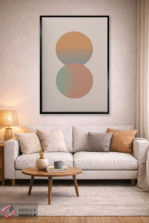 تابلو مینیمال دایره خورشید و ماه رنگی اثر اورارا استودیو - D2B