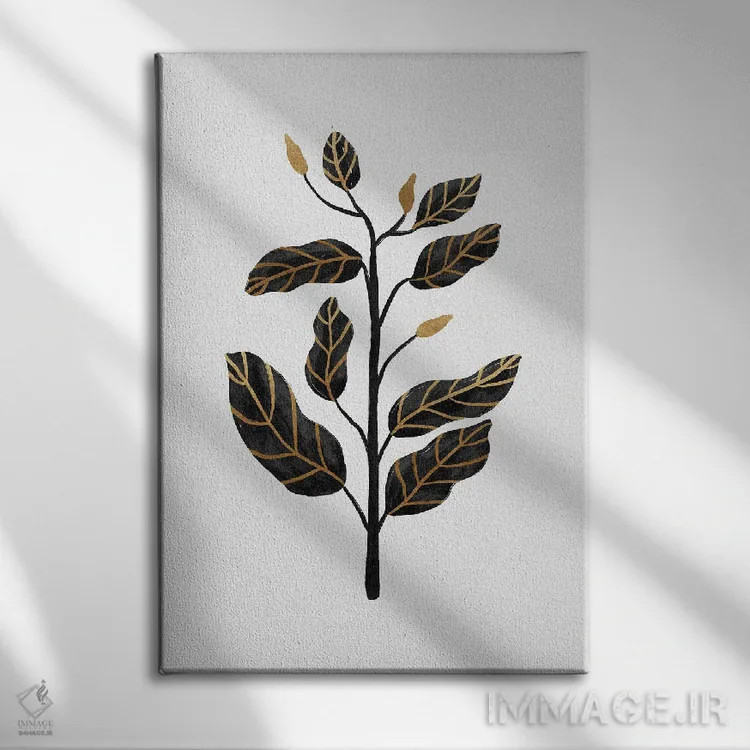 تابلو مینیمال طبیعت بی جان طلای سیاه ۲ اثر اورارا استودیو - نمای روبهرو روی دیوار