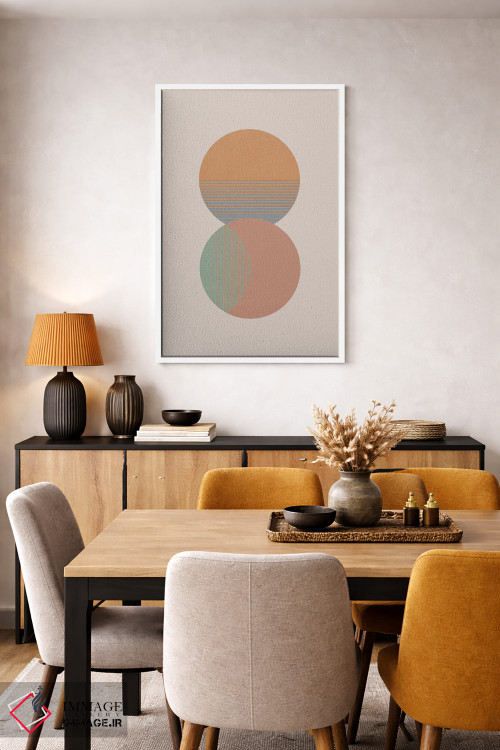 تابلو مینیمال دایره خورشید و ماه رنگی اثر اورارا استودیو - D5W