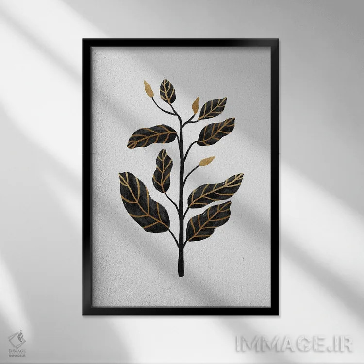 تابلو مینیمال طبیعت بی جان طلای سیاه ۲ اثر اورارا استودیو - نمای قابدار مشکی