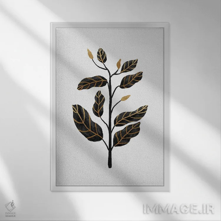 تابلو مینیمال طبیعت بی جان طلای سیاه ۲ اثر اورارا استودیو - نمای قابدار سفید