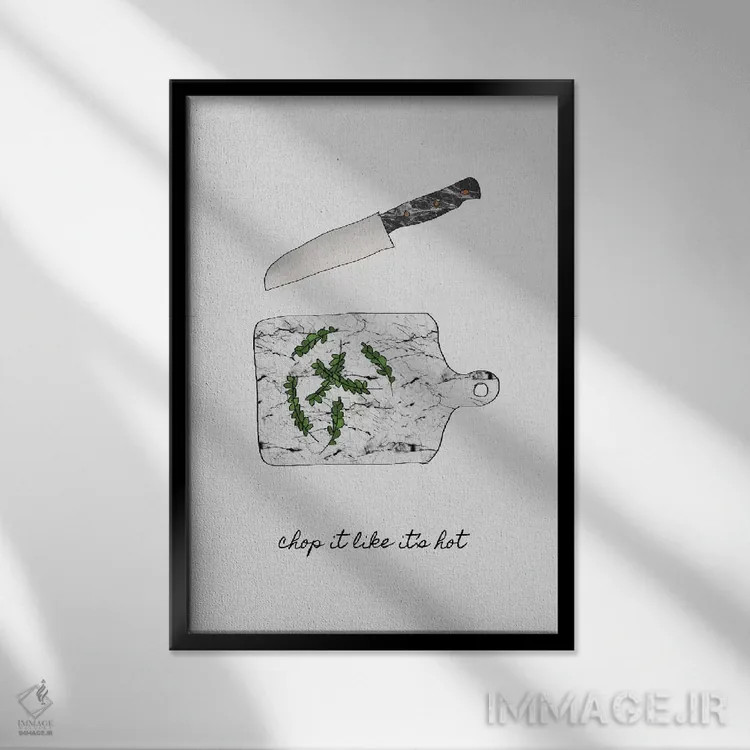 تابلو مینیمال برشش بده مثل اینکه داغ است اثر اورارا استودیو - نمای قابدار مشکی