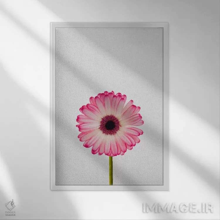 تابلو مینیمال گل مینا اثر اورارا استودیو - نمای قابدار سفید