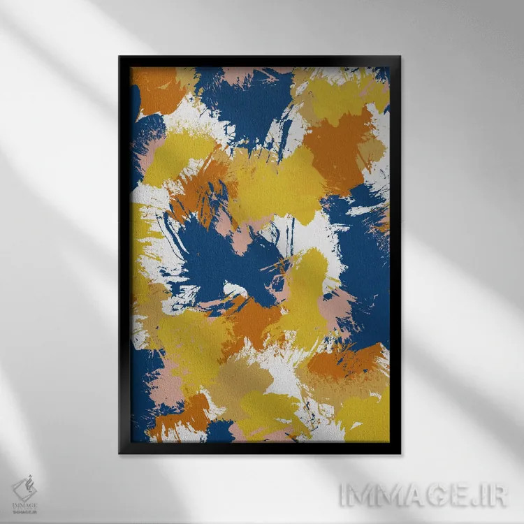 تابلو انتزاعی انتزاعی رنگارنگ اثر اورارا استودیو - نمای قابدار مشکی