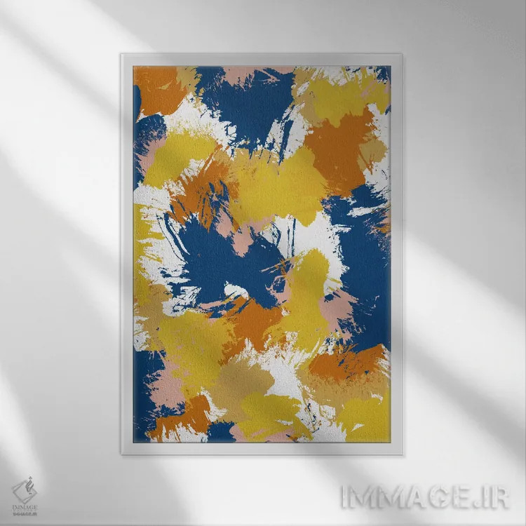 تابلو انتزاعی انتزاعی رنگارنگ اثر اورارا استودیو - نمای قابدار سفید