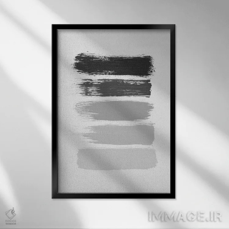 تابلو مینیمال خطوط سیاه و سفید اثر اورارا استودیو - نمای قابدار مشکی