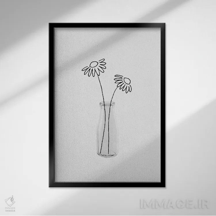 تابلو مینیمال طبیعت بی جان گل ۲ اثر اورارا استودیو - نمای قابدار مشکی