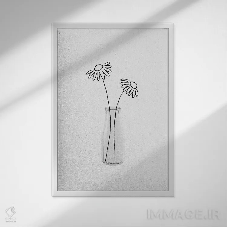 تابلو مینیمال طبیعت بی جان گل ۲ اثر اورارا استودیو - نمای قابدار سفید