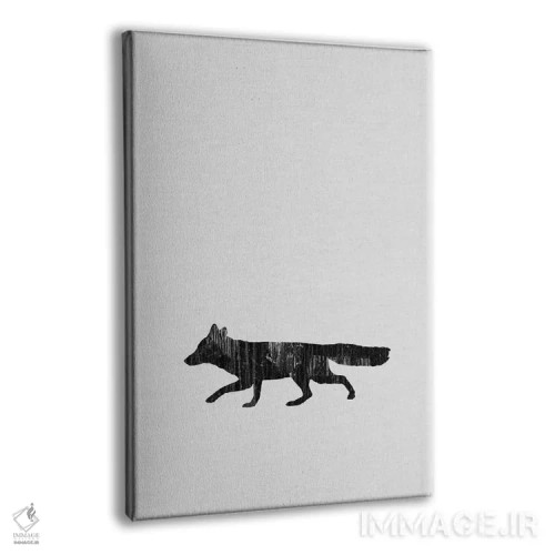 تابلو مینیمال روباه سیاه و سفید اثر اورارا استودیو - نمای پرسپکتیو محصول