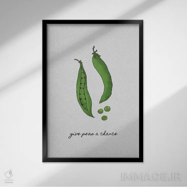 تابلو مینیمال به نخودها شانس بده اثر اورارا استودیو - نمای قابدار مشکی