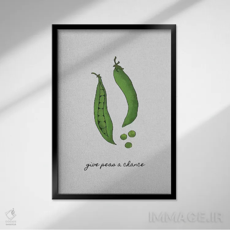 تابلو مینیمال به نخودها شانس بده اثر اورارا استودیو - نمای قابدار مشکی