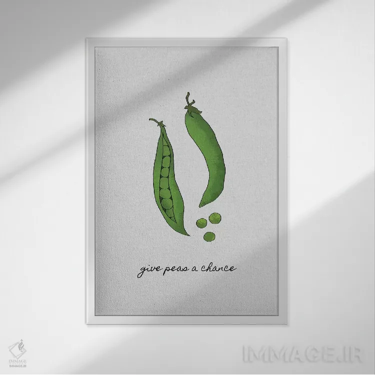 تابلو مینیمال به نخودها شانس بده اثر اورارا استودیو - نمای قابدار سفید