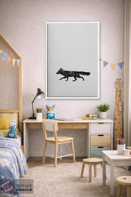 تابلو مینیمال روباه سیاه و سفید اثر اورارا استودیو - D1W