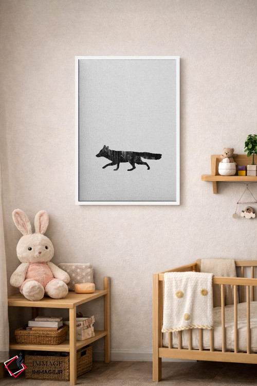 تابلو مینیمال روباه سیاه و سفید اثر اورارا استودیو - D3W