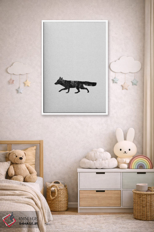 تابلو مینیمال روباه سیاه و سفید اثر اورارا استودیو - D4W