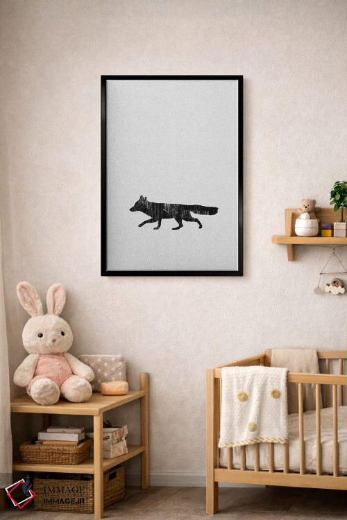 تابلو مینیمال روباه سیاه و سفید اثر اورارا استودیو - D5B