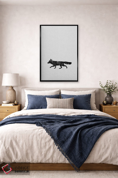 تابلو مینیمال روباه سیاه و سفید اثر اورارا استودیو - D6B