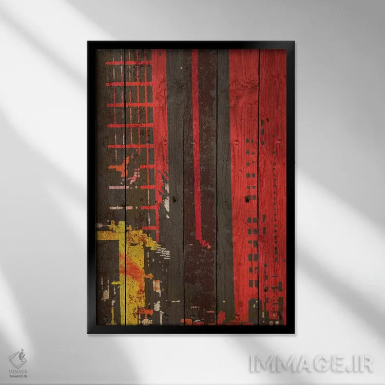 تابلو دکوراتیو ساختمان قرمز II اثر ایرنا اورلوف - نمای قابدار مشکی