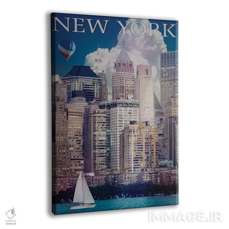 تابلو دکوراتیو رودخانه منهتن نیویورک اثر اولد رد تراک - نمای پرسپکتیو محصول