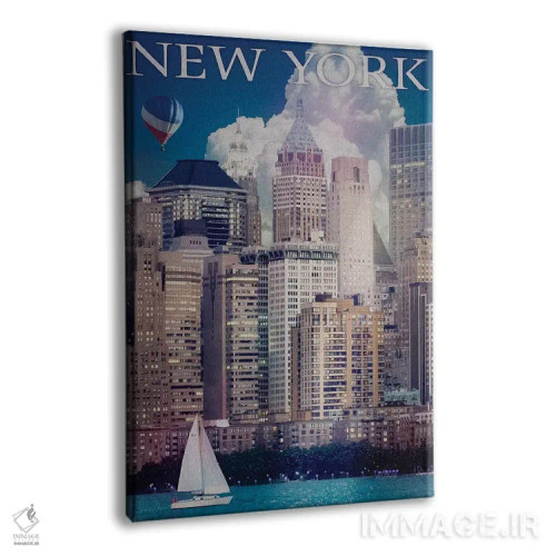 تابلو دکوراتیو رودخانه منهتن نیویورک اثر اولد رد تراک - نمای پرسپکتیو محصول