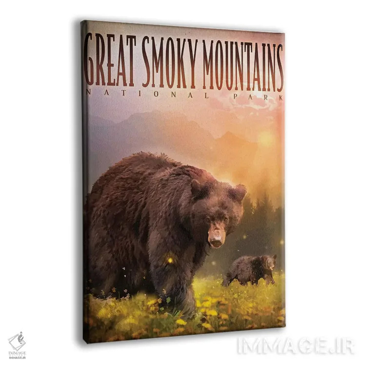 تابلو دکوراتیو خرس های کوه دودزده اثر اولد رد تراک - نمای پرسپکتیو محصول