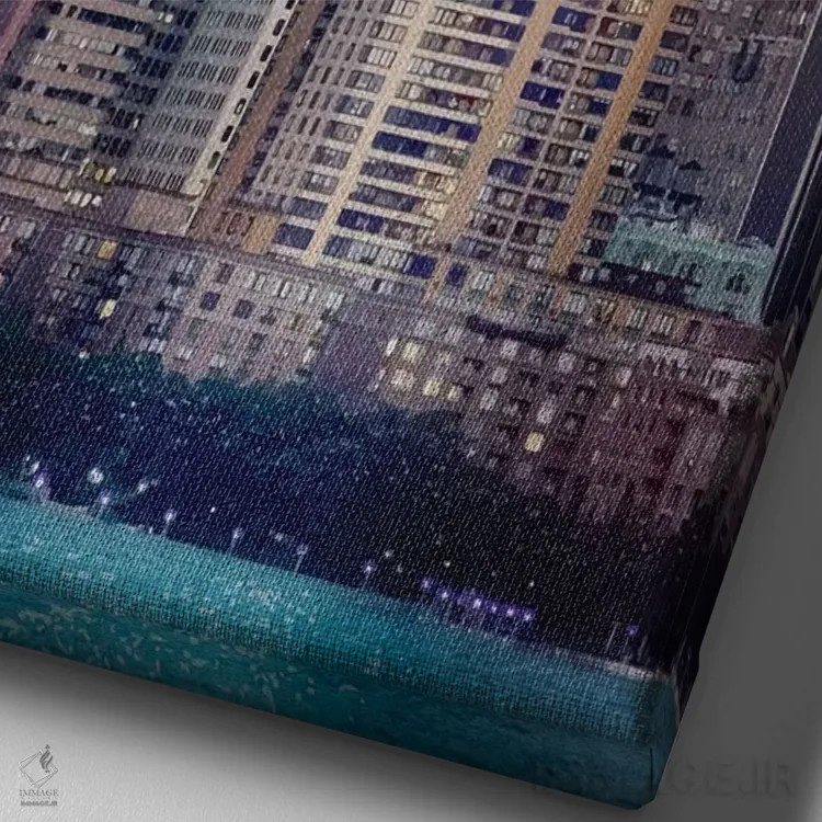 تابلو دکوراتیو رودخانه منهتن نیویورک اثر اولد رد تراک - نمای نزدیک بافت بوم