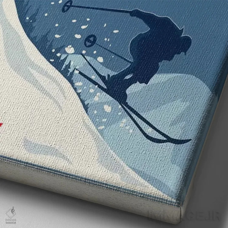 تابلو دکوراتیو کوه آبی اول اثر اولد رد تراک - نمای نزدیک بافت بوم