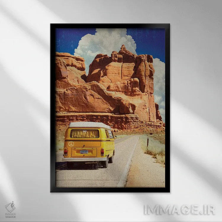 تابلو دکوراتیو گردش در آریزونا اثر اولد رد تراک - نمای قابدار مشکی