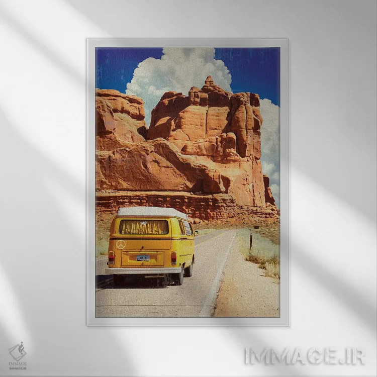 تابلو دکوراتیو گردش در آریزونا اثر اولد رد تراک - نمای قابدار سفید