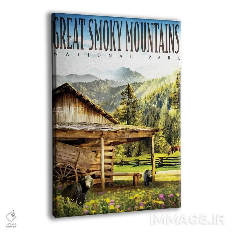 تابلو دکوراتیو کلبه کوه دودزده اثر اولد رد تراک - نمای پرسپکتیو محصول