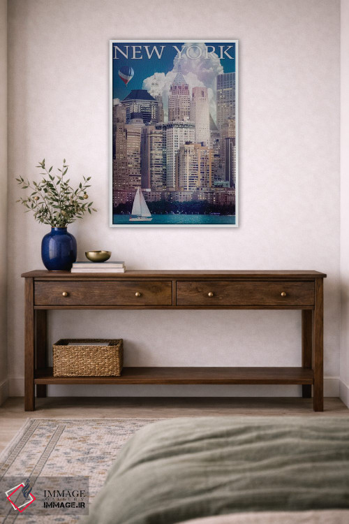 تابلو دکوراتیو رودخانه منهتن نیویورک اثر اولد رد تراک - D3W