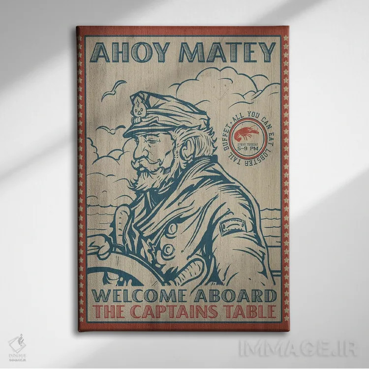 تابلو دکوراتیو میز کاپیتان اثر اولد رد تراک - نمای روبهرو روی دیوار